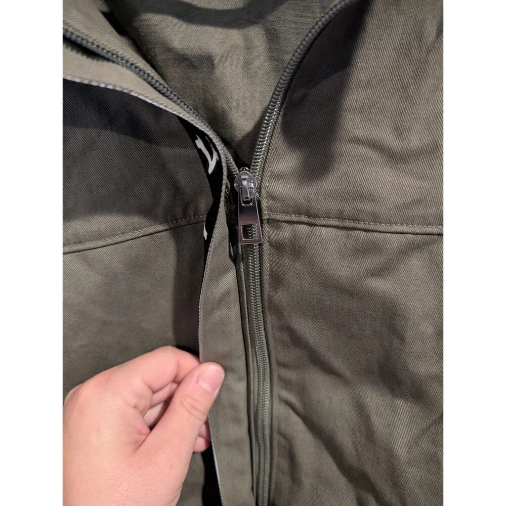 True Religion HS Twill Jacket Mens XL Kalamata Green Full Zip Logo Chore Buddha